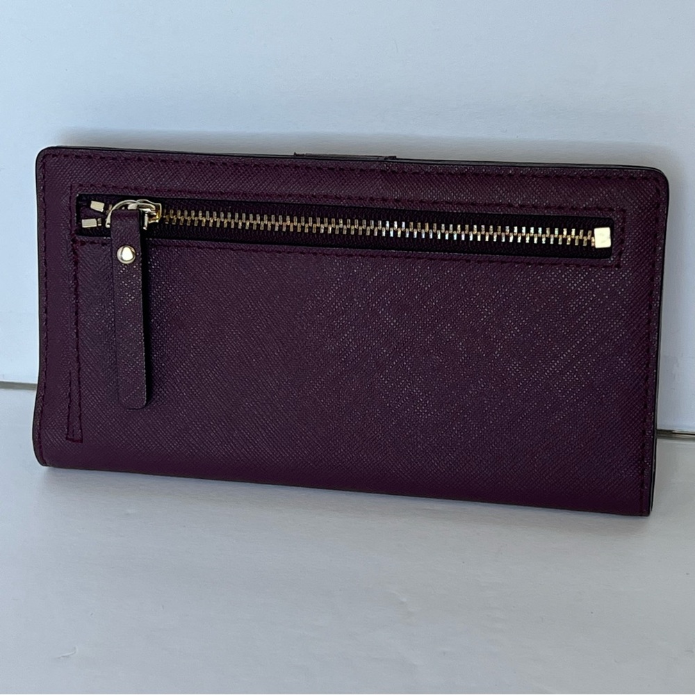 Kate Spade Bifold Wallet Card Holder Burgundish Red Wine Color - Picture 5 of 16